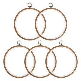 YOKIVE 5 Pcs Embroidery Hoops Frame, 20cm Round Cross Stitch Hoop Ring Imitated Wood Circle Fast Great for DIY Embroidery Art Craft Sewing and Hanging