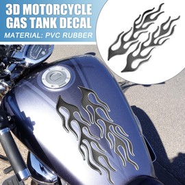 A ABSOPRO Universal 3D Motorcycle Gas Tank Decal 10.12''x4.80'' Gas Tank Protector Sticker Fuel Oil Gas Tank Pad Protector Sticker PVC Rubber Black Silver Tone