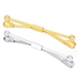 2 Pack Mens Classic Tie Clips Tie Collar Bar Pin Necktie Tie Clips Brass Shirt Collar Bar Tie Pins Necktie Bar Pinch Clips Tie Pins Collar Holder(Silver+Gold)