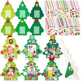 36 Packs Christmas Picture Frame Craft for Kids with Easel，DIY Christmas Tree Paper Art Crafts kit with Stand Holiday Xmas Picture Frames Bulks DIY Game Activity for Kindergarten Preschool Kids