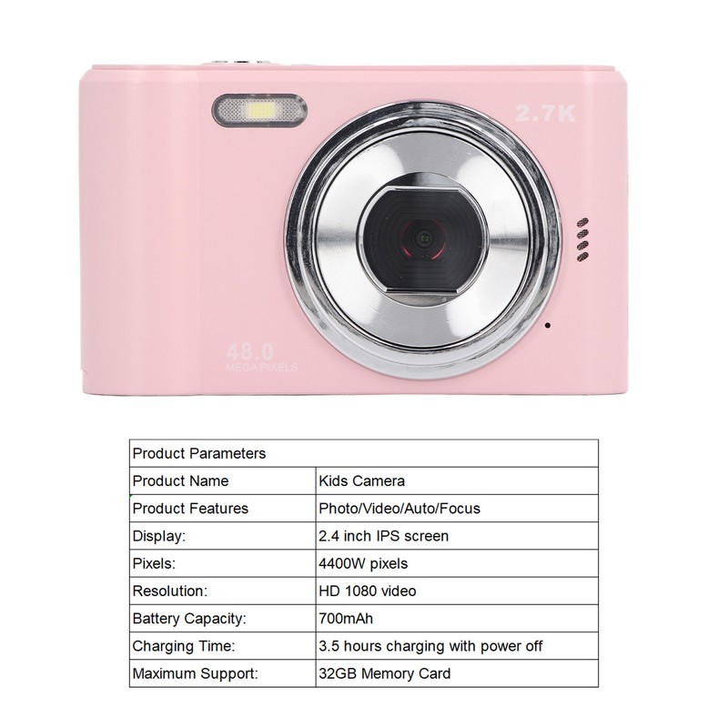 HD 1080P Digital Video Camera for Kids 2.4inch IPS Screen