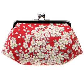 watona Crepe Cosmetic Pouch, Width 4.7 - 6.3 inches (12 - 16 cm), Small, 4 inches (12 cm), Red, 12 Mikura Red
