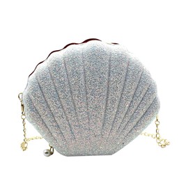 ANKOMINA Glitter Sequin Small Shell Shape Shoulder Handbags Phone Money Pouch Chain Crossbody Purse for Women Little Girls