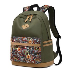 Swacort Backpack for School Women Canvas Travel Laptop Backpacks for Boys Girls Schoolbag Toddler Kids Bookbag Casual Lightweight Back Pack Cute Carry on Tactical Daykpack Army Green