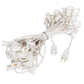 Novelty Lights 50 Foot String Light Set - Indoor/Outdoor Stringer Set for Christmas, Wedding Decor, Patios, & More - C7/E12 Intermediate Base (White Wire, 12" Spacing)