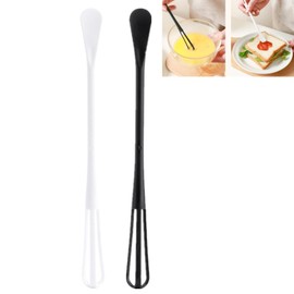 2 Pcs Mini Whisk, 2-In-1 Multifunctional Egg Beater Small Whisk Egg Mixing Whisk Wisking Tool for Home and Kitchen, Black White