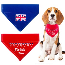 BIPY 2Pcs Union Jack Dog Bandanas UK Flag Festival Design Pet Collar Triangle Scarf Soft Canvas Bibs for Small Puppy Patriotic Dogs Cats Rabbits Pigs Neckerchief Party Custom