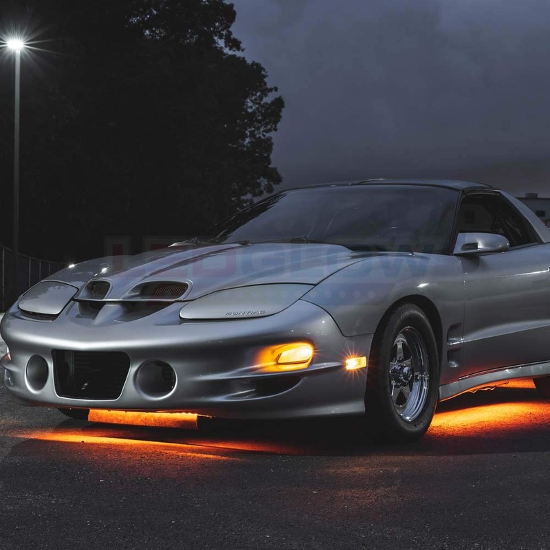 LEDGlow 4pc Orange Flexible Car Slimline LED Underbody Underglow Accent