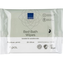 ABENA Bed Bath Wipes | 20x23cm | Pack Of 4 Body Skin Care Wipes | Strong Wet Wipes Elderly Aids For Daily Living, Wet Wipes For Adults Suitable For Bed Bound or Immobile Individuals.