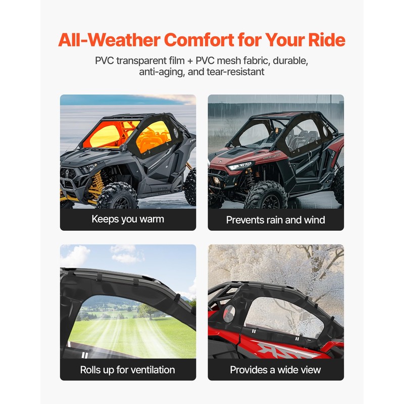 VEVOR Cab Enclosure Upper Doors, Compatible with Polaris RZR PRO