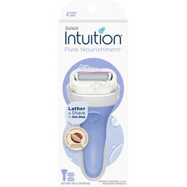 Maquinilla de afeitar Schick Intuition Sensitive Care para mujer con 2 repuestos de hoja de afeitar hidratante con áloe natural, Navaja Pure Nourishme