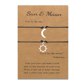 Sun and Moon Star Bracelet Heart-Shaped Love Bracelet Best Friend Couple Matching Bracelet Forever Promise Teen Man Woman Gift Jewellery, Metal