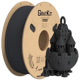 Gratkit Matte PLA Filament, 3D Printer Filament 1.75mm, +/-0.03mm, Cardboard Spool 1kg/2.2lbs, PLA Matte Black