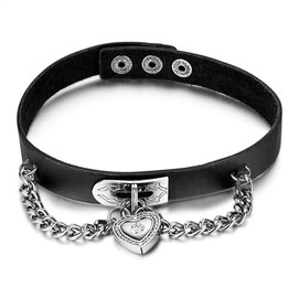 Punk Heart Lock CZ Chain PU Leather Choker Necklace Gothic Soft Men Women Black Unique Delicate Jewelry Accessories