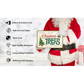 Farm Fresh Christmas Trees Metal Sign Vintage Retro Farmhouse Christmas Tin Sign for Home Kitchen Cafe Farm Bar Shop Decor 8x12 inch