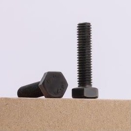 M12-1.75 x 50mm (6 pcs) Black Hexagon Head Bolt, Grade 12.9 Alloy Steel Hex Bolt Full Thread, DIN933