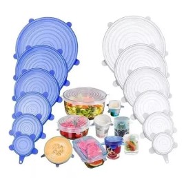 Eurotruck Mexico Tapas Elasticas Silicona Reutilizables Ajustable 6 Pz Comida Color Azul Liso