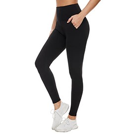 MOREFEEL Non See-Through Yoga Pants - Leggings for Women with Deep Pockets Tummy Control Workout Soft Leggings (Black, Small-Medium)