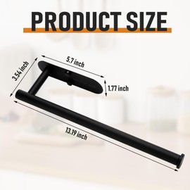 Paper Towel Holder, Self Adhesive Wall Mount Paper Towel Holder, Under Counter Paper Towel Holder for Kitchen, Pantry, Sink, Bathroom (Black)