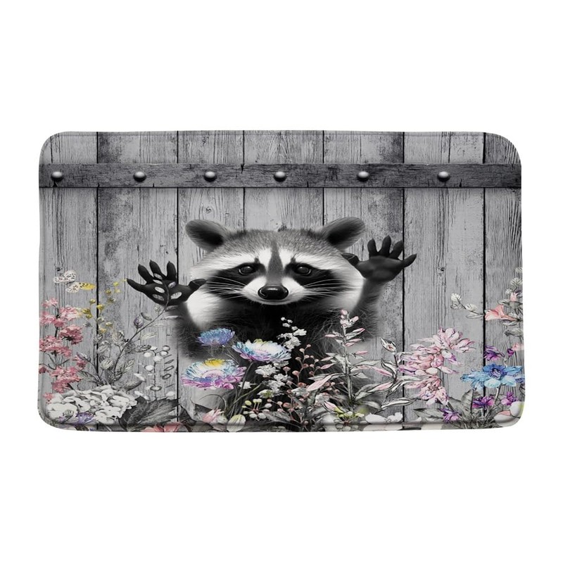 JEJOMEAG Raccoon Bath Mat Funny Animal, 18x30 Inch