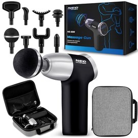 Neo-Sport Massage Gun Massage Gun Massager 8 Attachments Massage Heads Electric Hand Massager Muscle Massage Quiet Black Silver