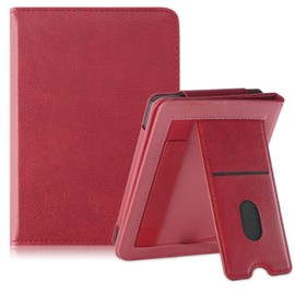 Yiernuo Case Compatible with Tolino Shine Color/Shine 5 (2024)/Shine 4(2022) & Kobo Clara Colour/Clara BW (2024)/Clara 2E (2022) eReader, Protective Case with Card Slot, Hand Strap and Holder, Red