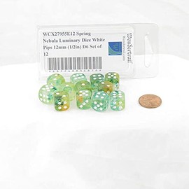 Spring Nebula Luminary Dice with White Pips 12mm (1/2in) D6 Set of 12 Wondertrail