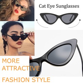 Ggpyyon Vintage Cat Eye Sunglasses Women, Retro 90s Cateye Sunglasses for Men and Women, black