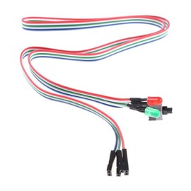 AYMBH ATX PC Power Switch Cable – 65cm Desktop Case On/Off Reset Power Button Cable with Red Green LED Indicator Front Bezel Wire for Motherboard, Easy Install Power and HDD Status Cable for Universal