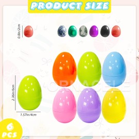 ORNACELE 6PCS Easter Eggs with Crystal Gem Egg Shape Stones for Easter Theme Party Favors, Supplies for Egg Hunt, Basket Stuffers/Fillers, Classroom Prize Supplies Toddler Boys Girls