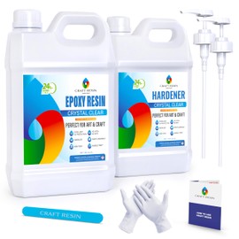 CRAFT RESIN 2 Gallon Epoxy Resin Kit - Crystal Clear Epoxy Resin Kit & Hardener for DIY Art, Mold Casting Resin, Jewelry, Coasters, Table Top, Countertop Coating - Food Safe & UV Resistant Resina