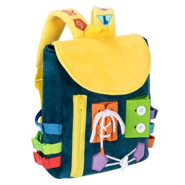 Busy Board - Mochila para niños pequeños con hebillas y juguetes de actividades de aprendizaje, desarrolla habilidades motoras finas y habilidades básicas para la vida, aprende a atar los zapatos
