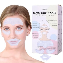 Yeokoe Parches Antiarrugas para la Frente, Parches para Debajo de los Ojos y Mascarilla Labial 30 PCS. Mascarillas Faciales para el Cuidado de la Piel con Suero de Retinol Para Antienvejecimiento