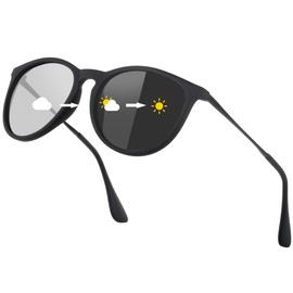 Uacllcau Sunglasses, Men's, Women's, Stylish, Dimming Sunglasses, Polarized UV Protection, Round, Driving, Climbing, Fishing, Sunglasses for men, dimmable black