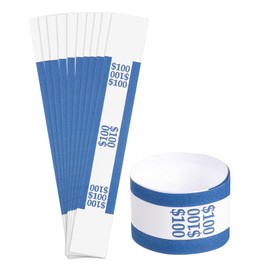 uxcell Pack of 50 Money Band Bundles, Self-Adhesive Bill Wrappers Money Wrappers Money Straps for Organize Bills Money, 7.6x1.14 Inch, Blue