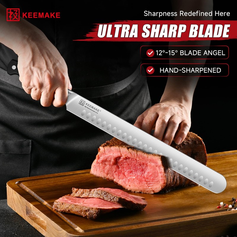 KEEMAKE BBQ Carving Knife Set, Brisket Knife and Boning Knife