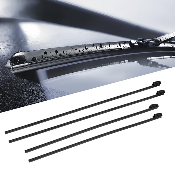 4PCS Front Windshield Wiper Blades Refill Rubber Inserts Windscreen Blade