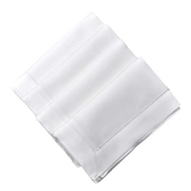 Bumblebee Linens White Linen Cotton Blend Hemstitched Dinner Napkins- Set of 4 18" X 18" Ladder Hem Stitch Cloth Napkin