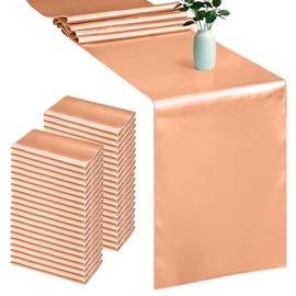 Trimming Shop Camino de mesa de satén para decoración de mesa, bodas, fiestas de cumpleaños, banquetes, decoración del hogar, restaurantes, fajas de silla, Swags, 28 x 274 cm, melocotón, 50 unidades