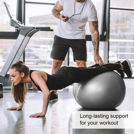 STOROMO Exercise Ball,Yoga Ball(with Exercise Tutorial)，Extra Thick Non-Slip,Holds 2500 lbs, Workout Ball for Pregnancy Birthing and Balance Stability (Silver, 85cm/33.4in)