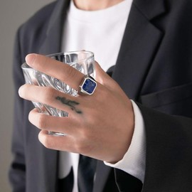 MYNENEY 14K Gold/Silver/Black Plated Square Signet Ring Anillos De Hombre Statement Classical Wedding Rings Band for Men