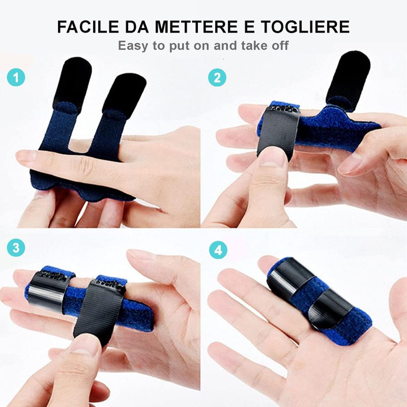 Longivia® Tutore Dito Regolabile Traspirante con inserto in metallo, Stecca