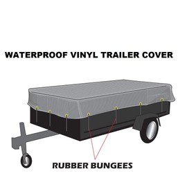 XTARPS - 8 x 14 - Heavy Duty Waterproof Vinyl Trailer Tarp with 10 pc Rubber Bungee