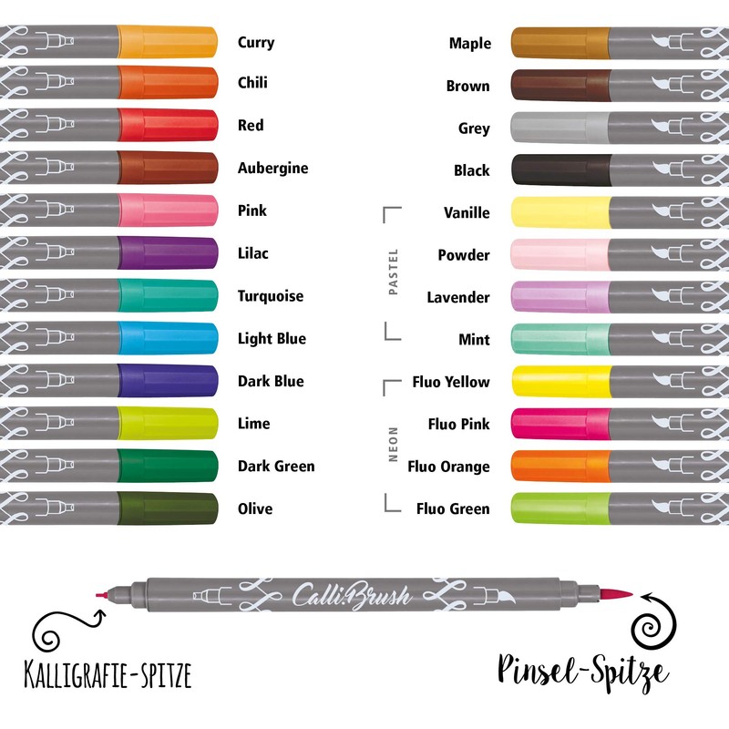 ONLINE Calli.Brush Handlettering Brush-Pens | Set of 24 brush pens