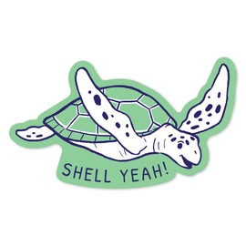 Die Cut Sticker Humorous Animals Collection, Turtle, Shell Yeah, Contour Vinyl Sticker 1 to 3 inches (Waterproof Decal for Cars, Water Bottles, Laptops, Coolers), Small