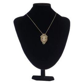 Alilang Golden Tone Shiny Topaz Crystal Rhinestones Vintage Inspired Cameo Lady Pendent Necklace