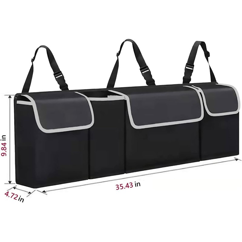 ZUJIACUN Car trunk organizer bag with lid, rear suspension organizer