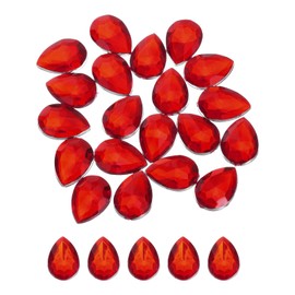 MECCANIXITY 20PCS Flat Back Acrylic Teardrop Gems 18x25mm Artificial Rhinestones for DIY Crafts Bead Wedding Party Face Painting Jewelry Making Deep Red