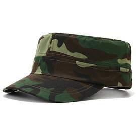 Malaxlx Green Camo Cadet Army Cap for Men Women Adjustable Cotton Military Hat UPF 50 Sun Protection Outdoor