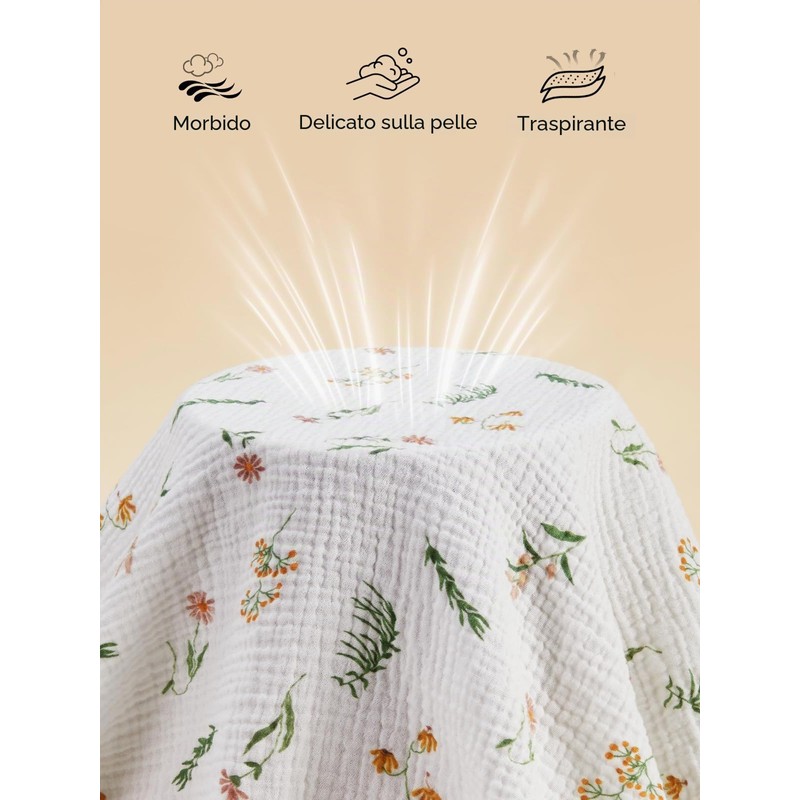 TILLYOU Mussola - Set di 2 lenzuoli con angoli elasticizzati